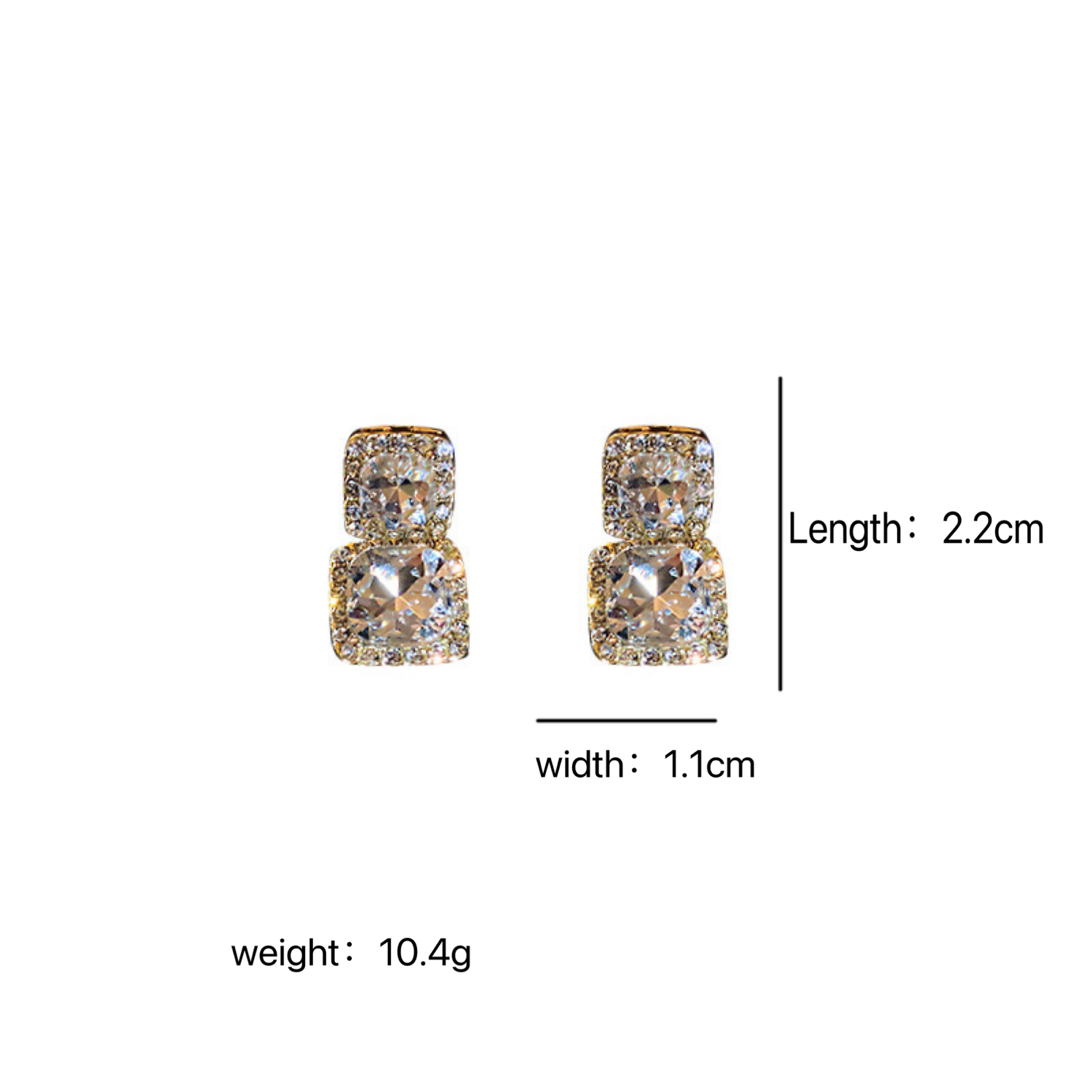 1 Pair Simple Style Solid Color Inlay Alloy Zircon Drop Earrings display picture 7