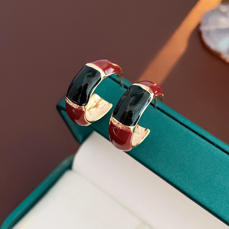 1 Pair Simple Style Color Block Enamel Alloy Ear Studs display picture 6