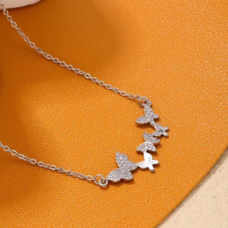 Elegant Simple Style Butterfly Stainless Steel Copper Inlay Zircon Pendant Necklace display picture 1