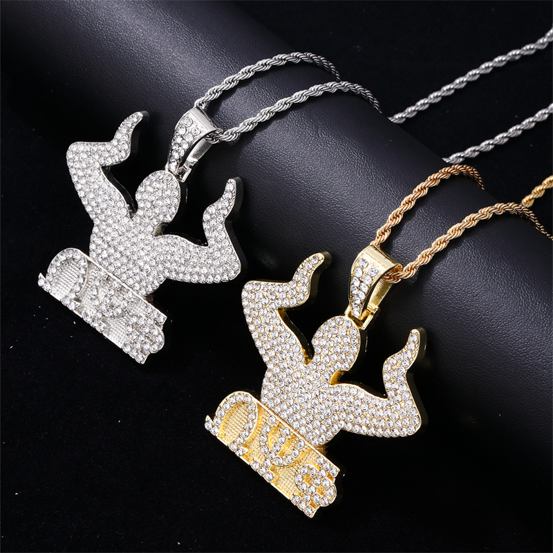 Hip-hop Gesture Stainless Steel Alloy Plating Inlay Rhinestones White Gold Plated Gold Plated Charms Jewelry Accessories display picture 7