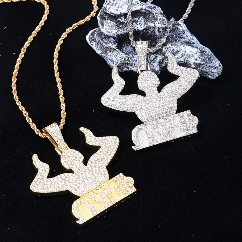 Hip-hop Gesture Stainless Steel Alloy Plating Inlay Rhinestones White Gold Plated Gold Plated Charms Jewelry Accessories display picture 8