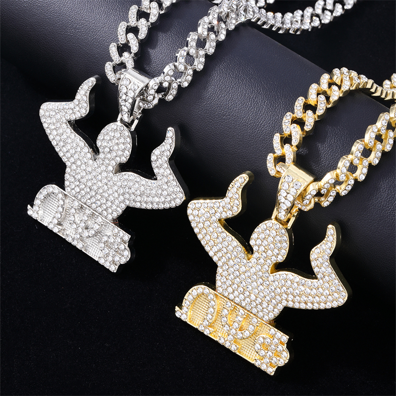 Hip-hop Gesture Stainless Steel Alloy Plating Inlay Rhinestones White Gold Plated Gold Plated Charms Jewelry Accessories display picture 1