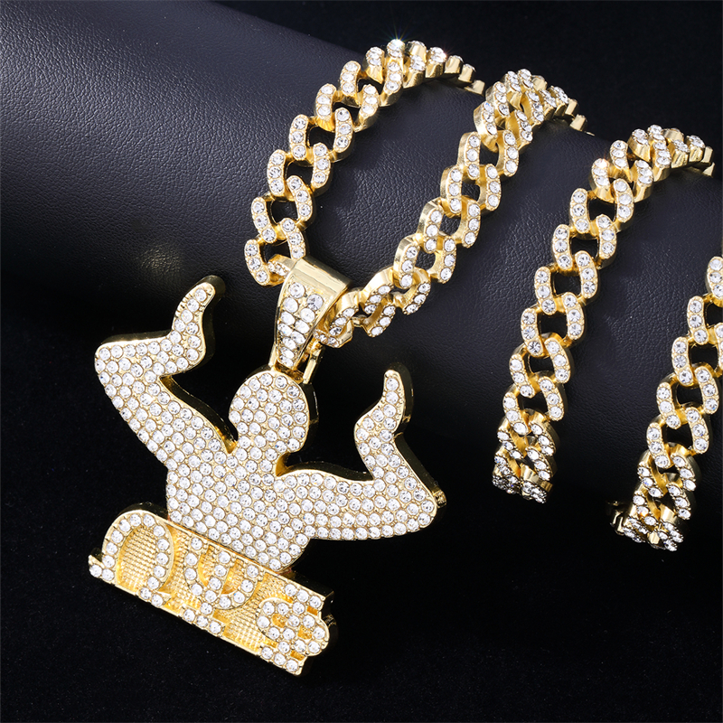 Hip-hop Gesture Stainless Steel Alloy Plating Inlay Rhinestones White Gold Plated Gold Plated Charms Jewelry Accessories display picture 3