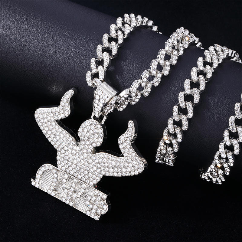 Hip-hop Gesture Stainless Steel Alloy Plating Inlay Rhinestones White Gold Plated Gold Plated Charms Jewelry Accessories display picture 4