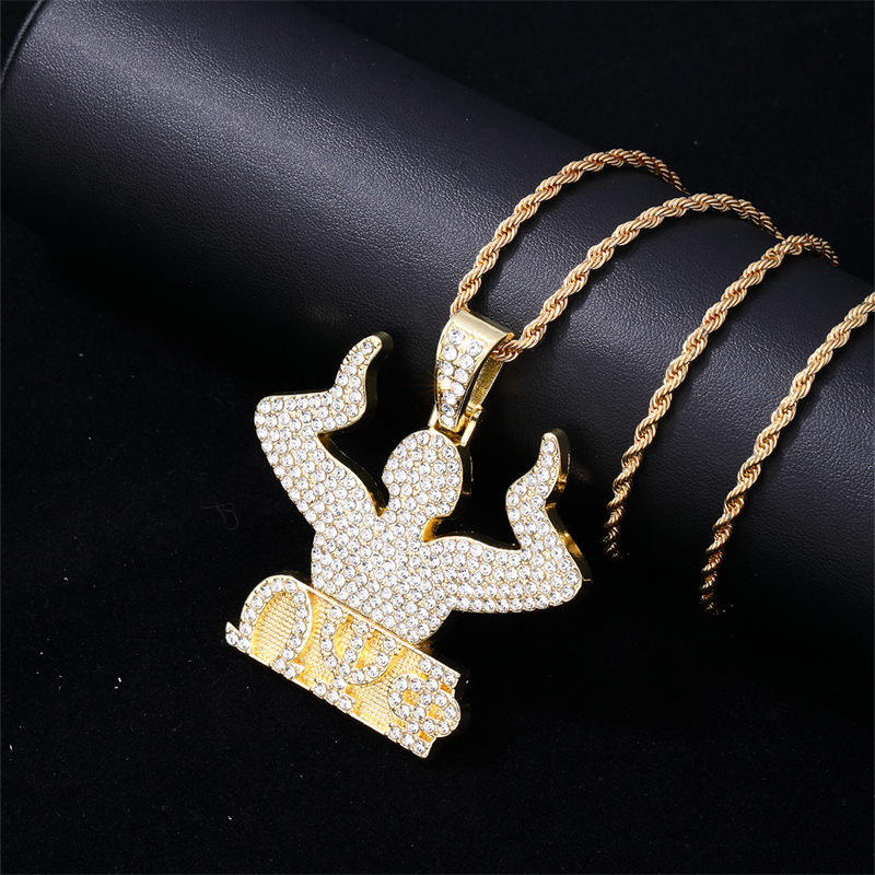 Hip-hop Gesture Stainless Steel Alloy Plating Inlay Rhinestones White Gold Plated Gold Plated Charms Jewelry Accessories display picture 9