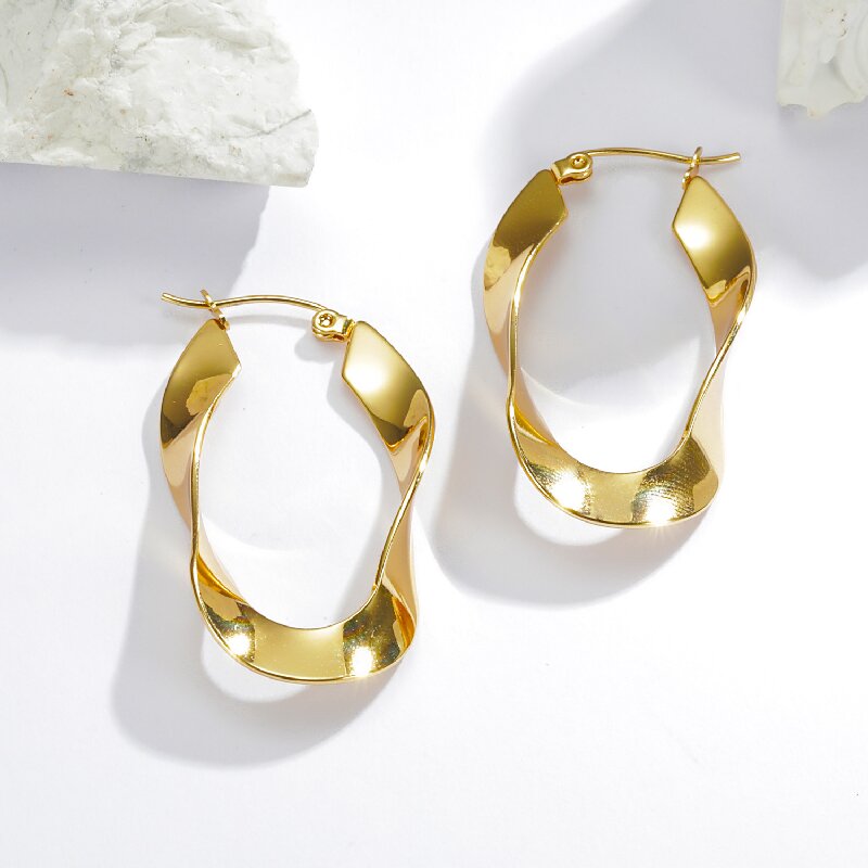 1 Pair Simple Style Solid Color Plating 304 Stainless Steel Earrings display picture 2