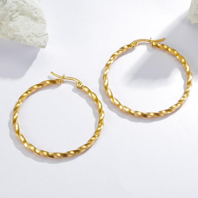 1 Pair Luxurious Solid Color Polishing Plating 304 Stainless Steel Hoop Earrings display picture 4