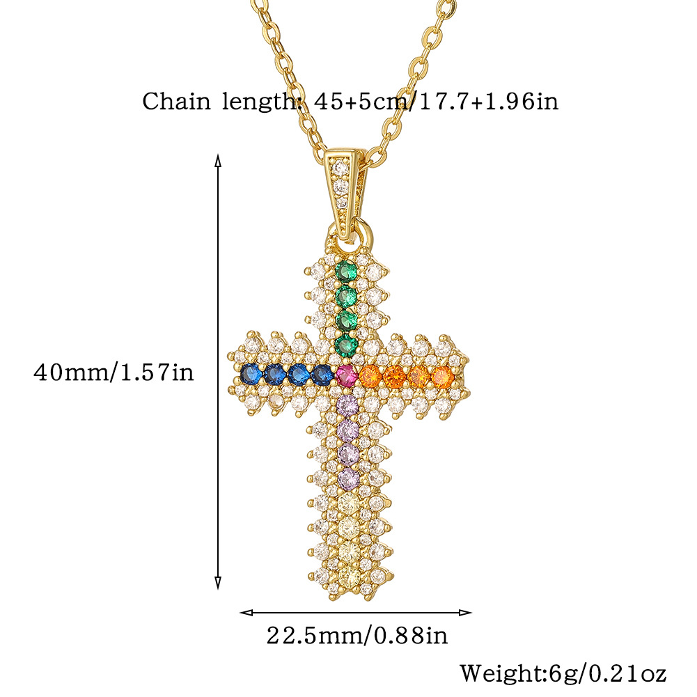 Simple Style Cross Copper Inlay Zircon Pendant Necklace display picture 1