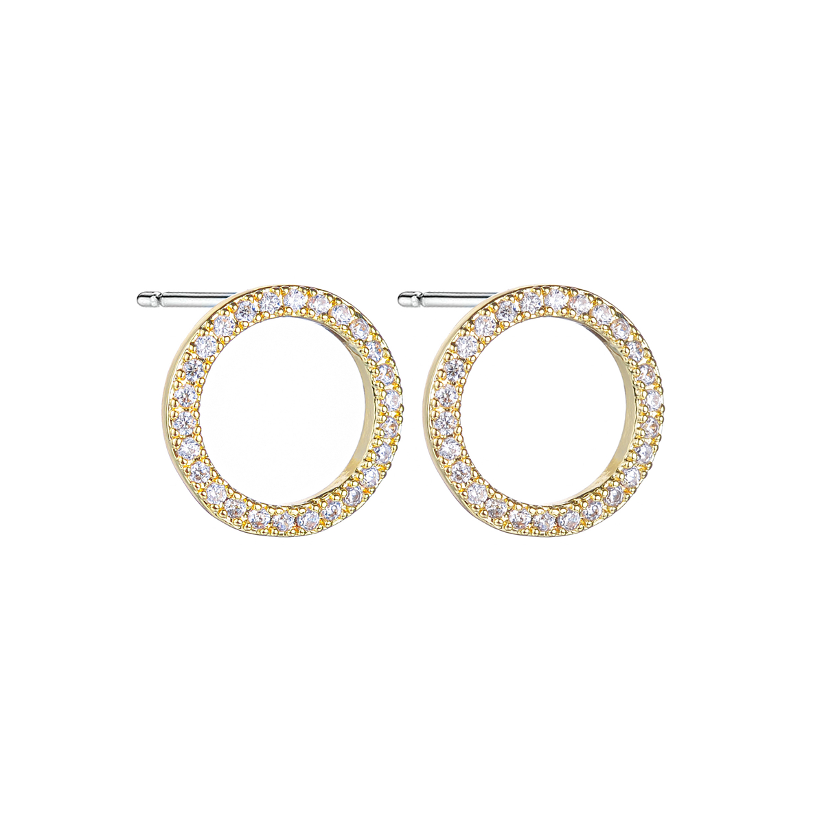 1 Pair Simple Style Circle Round Inlay Copper Alloy Zircon 18k Gold Plated White Gold Plated Ear Studs display picture 1