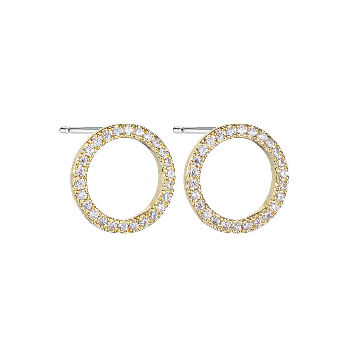 1 Paire Style Simple Cercle Rond Incruster Alliage De Cuivre Zircon Plaqué Or 18k Or Blanc Plaqué Boucles D'oreilles display picture 1