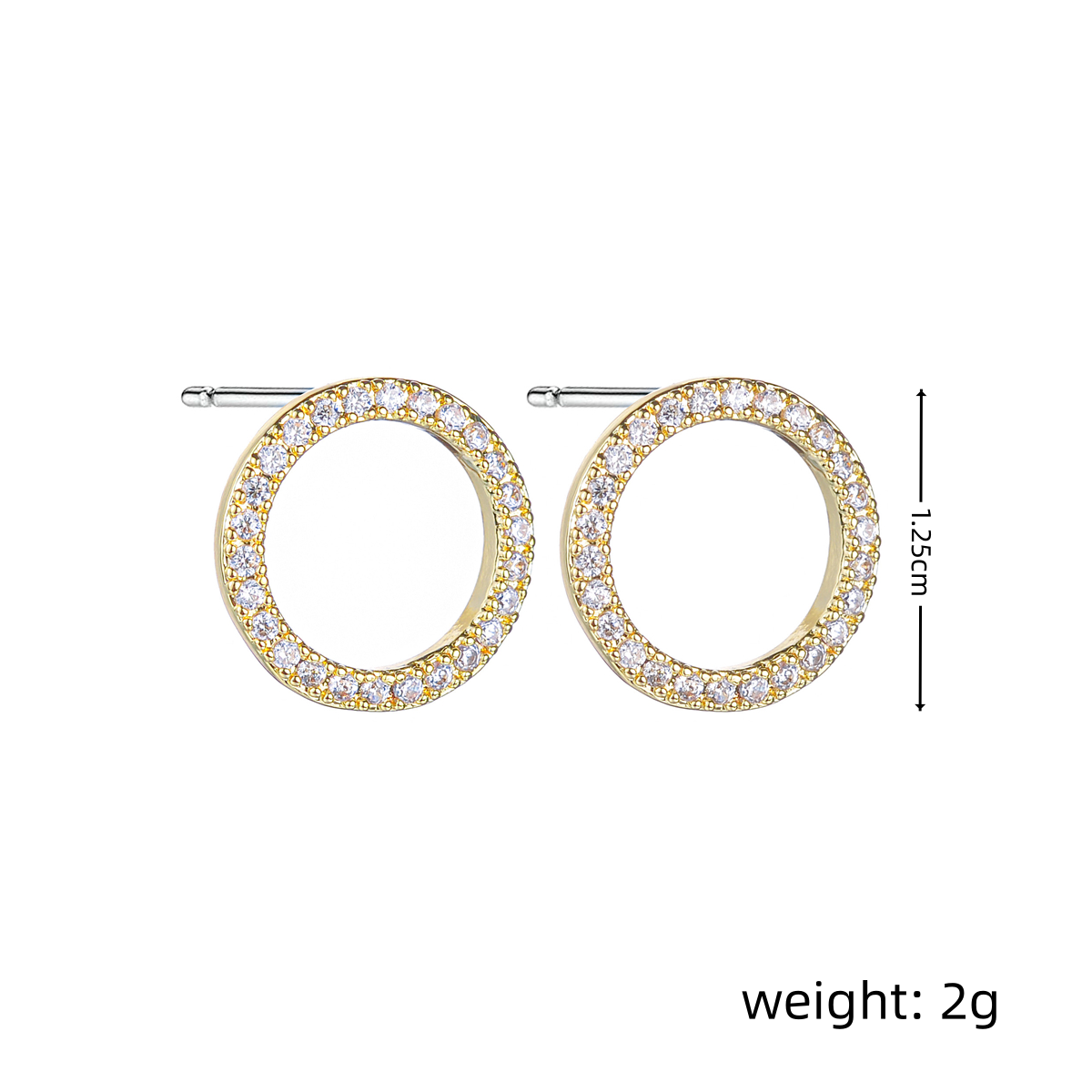 1 Pair Simple Style Circle Round Inlay Copper Alloy Zircon 18k Gold Plated White Gold Plated Ear Studs display picture 7