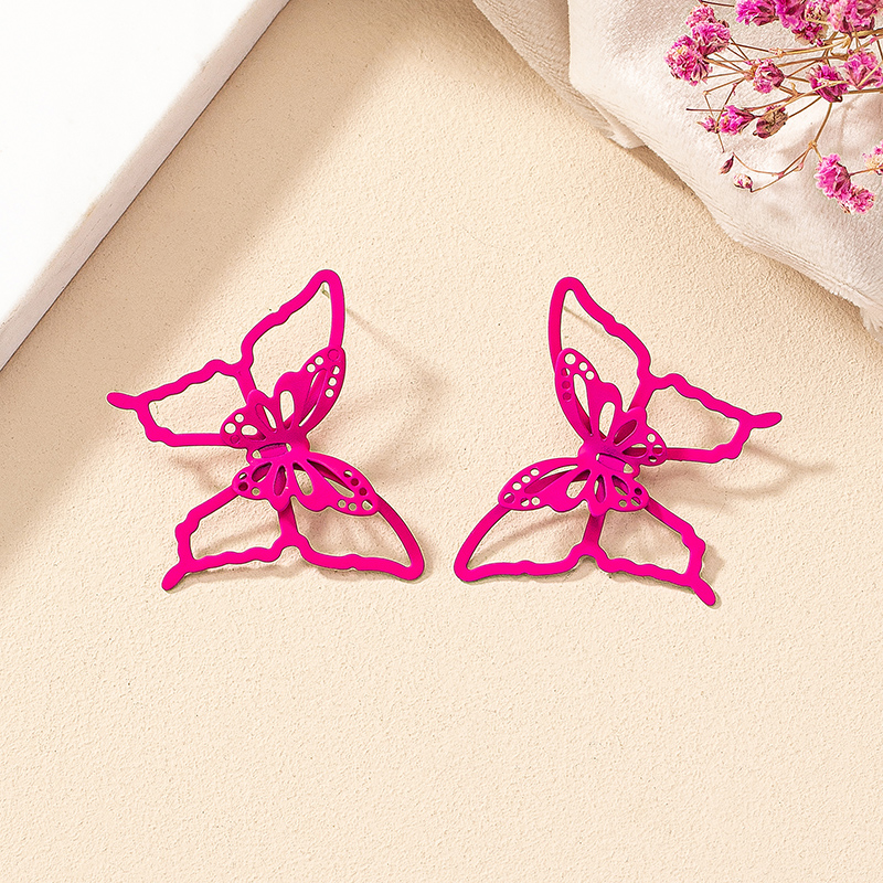 1 Pair Simple Style Butterfly Stoving Varnish Iron Ear Studs display picture 5