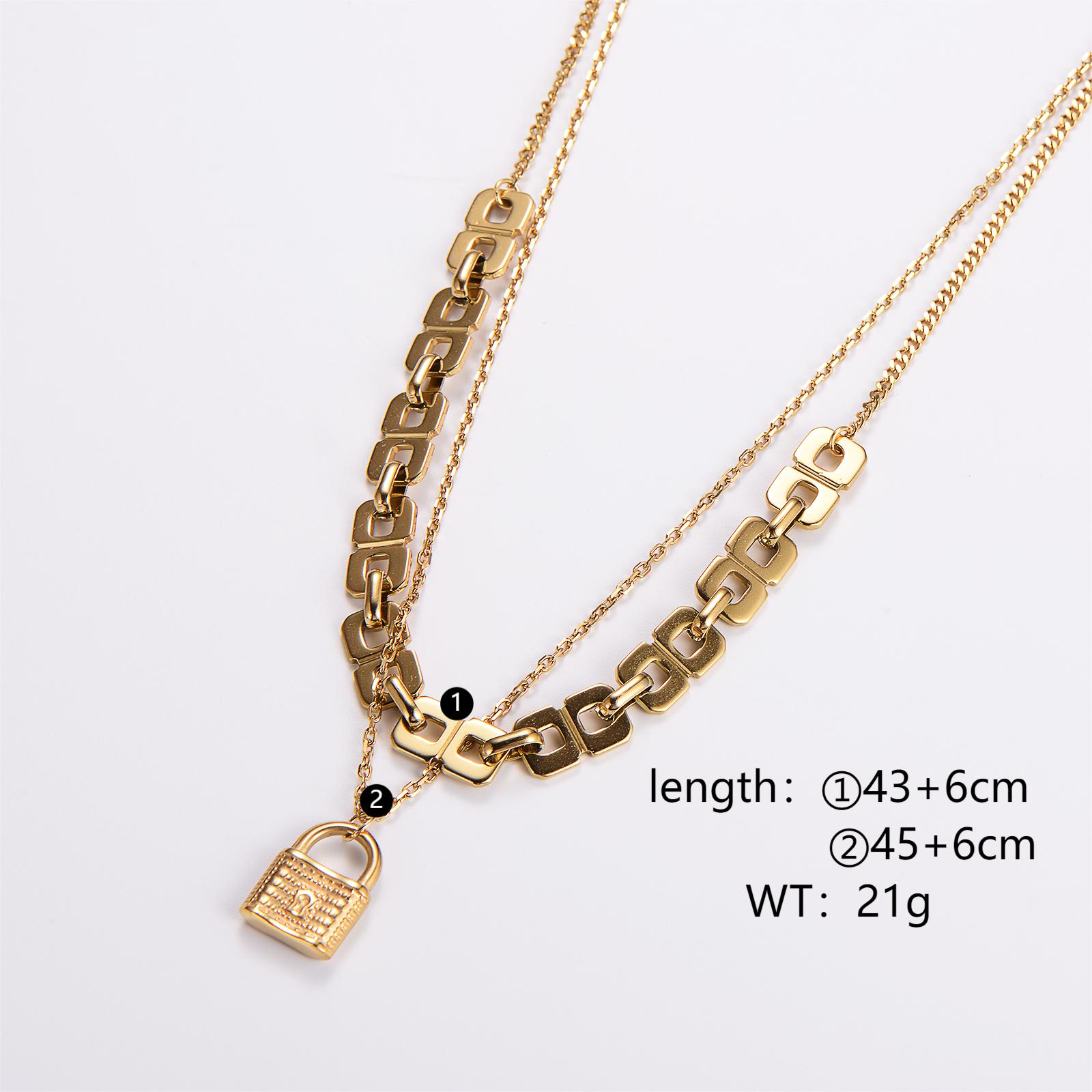 304 Stainless Steel Casual Lock Layered Necklaces display picture 1