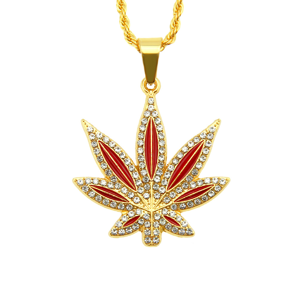 Hip-hop Leaf Alloy Inlay Zircon Women's Pendant Necklace display picture 1