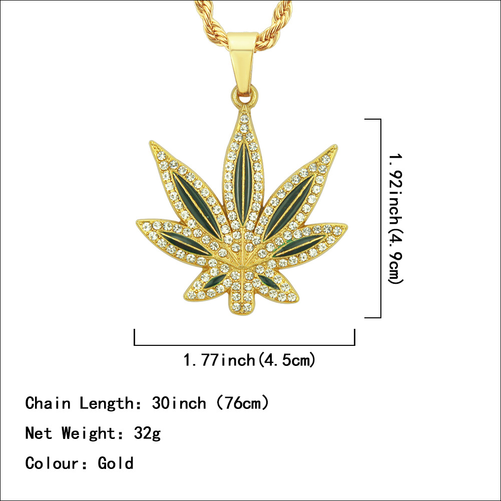 Hip-hop Leaf Alloy Inlay Zircon Women's Pendant Necklace display picture 2
