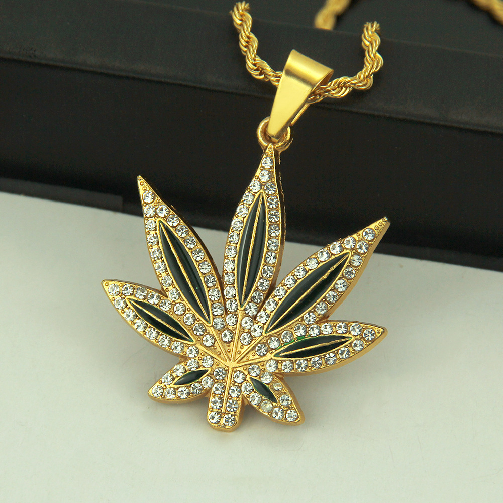 Hip-hop Leaf Alloy Inlay Zircon Women's Pendant Necklace display picture 3