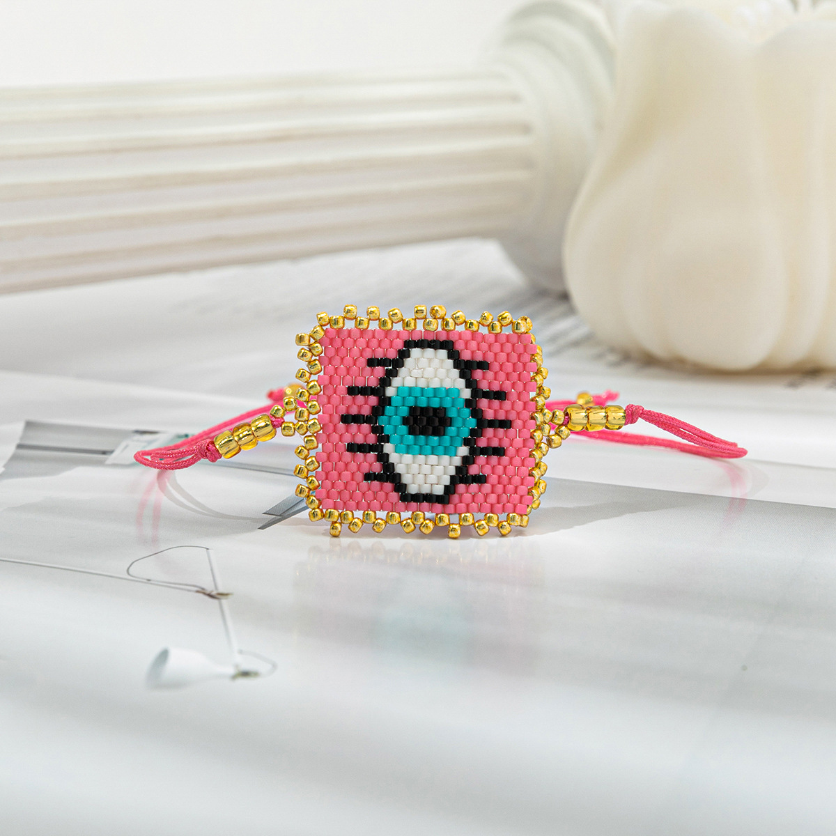Ig Style Devil's Eye Heart Shape Arrow Glass Rope Knitting Women's Drawstring Bracelets display picture 5