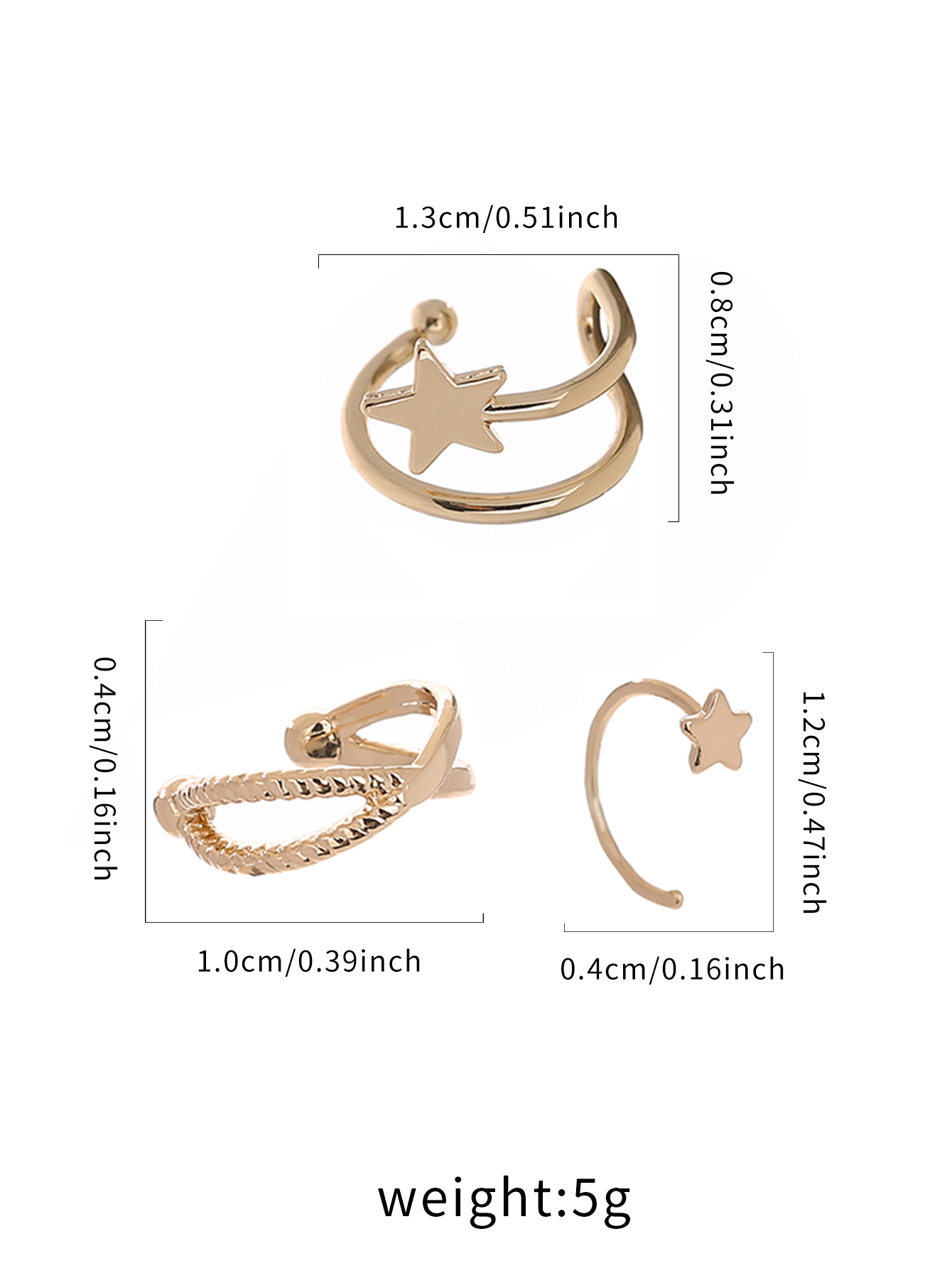3 Pieces Simple Style Solid Color Copper Ear Cuffs display picture 1