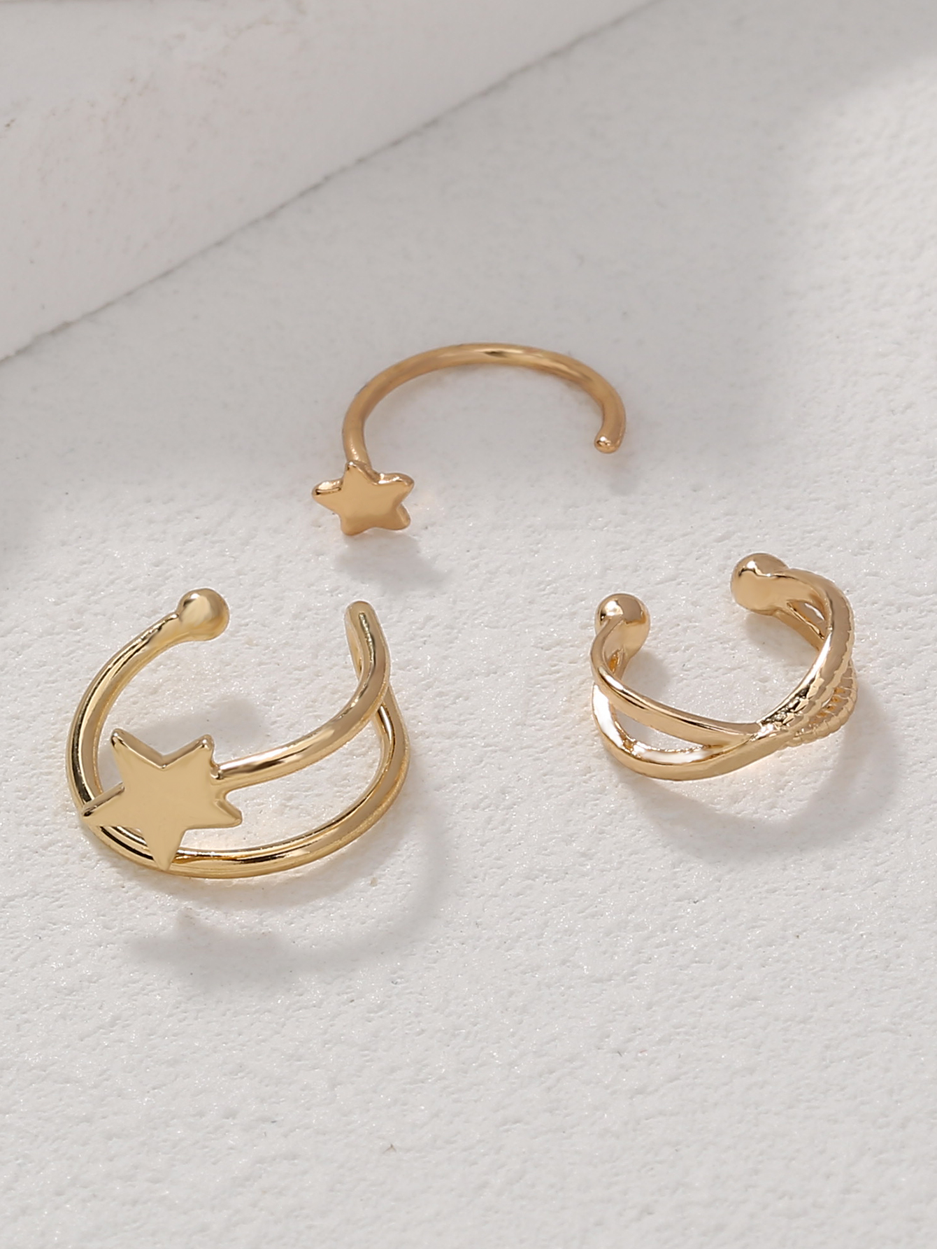3 Pieces Simple Style Solid Color Copper Ear Cuffs display picture 2