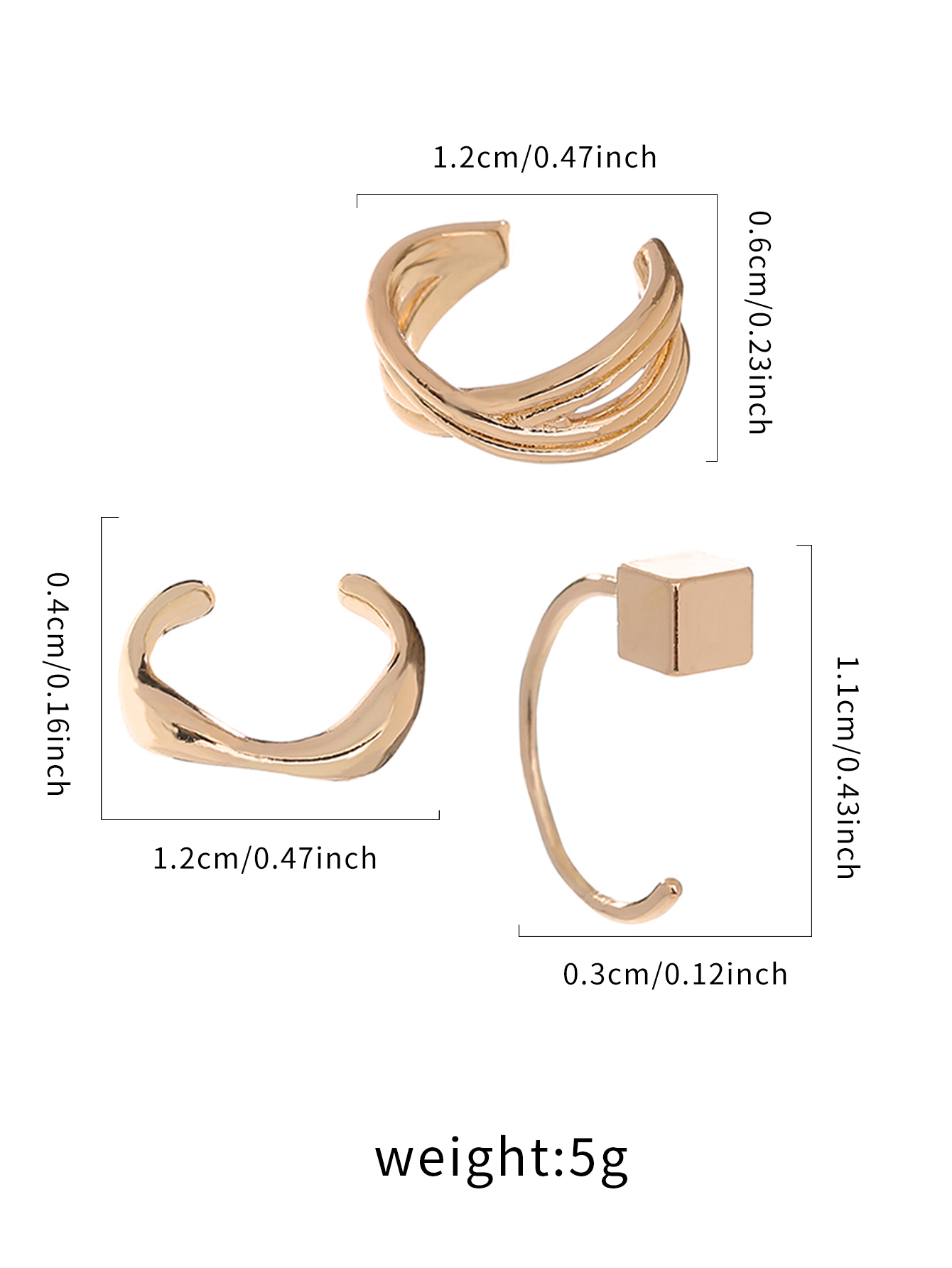 3 Pieces Simple Style Solid Color Copper Ear Cuffs display picture 7