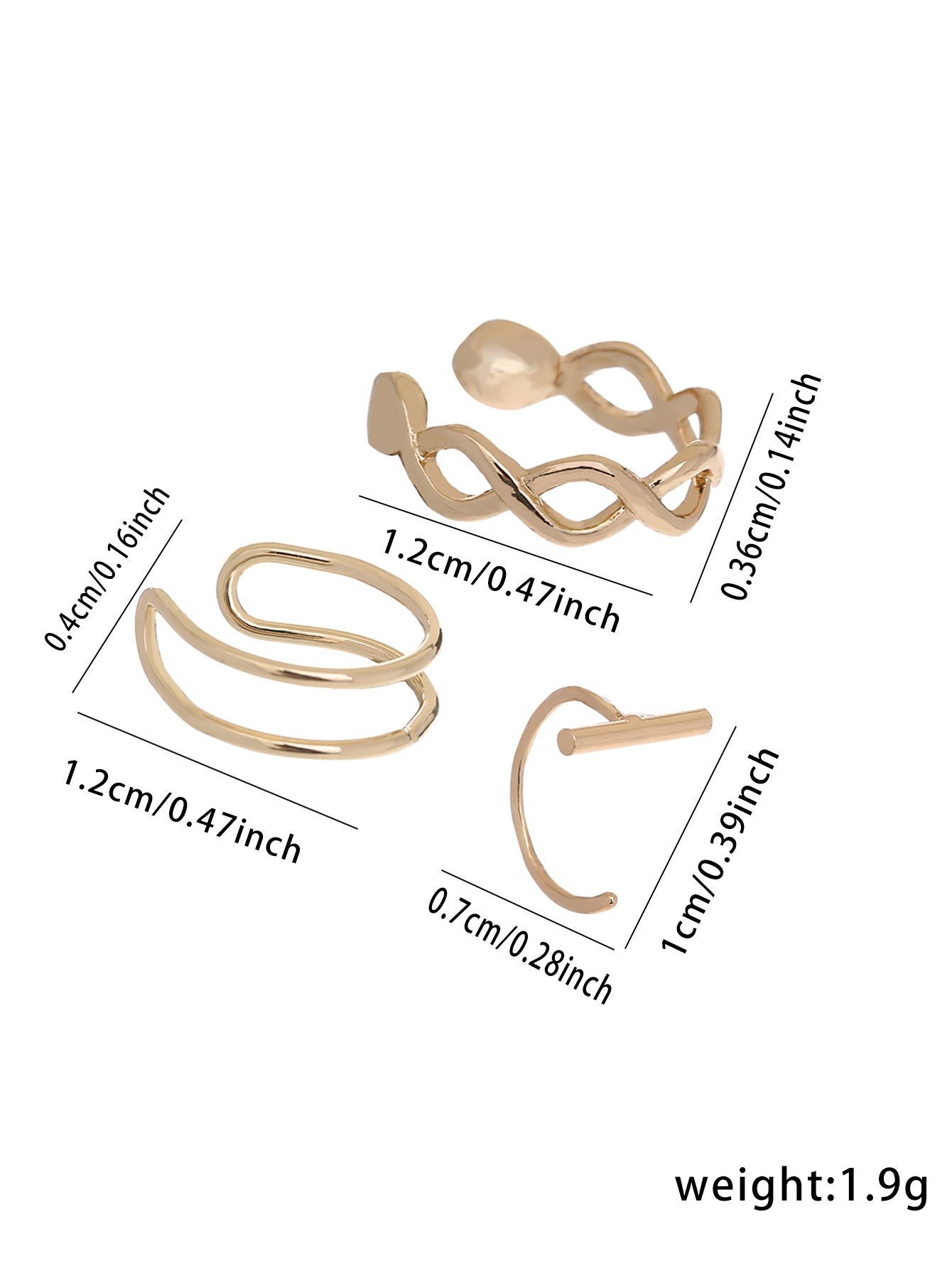 3 Pieces Simple Style Solid Color Copper Ear Cuffs display picture 9
