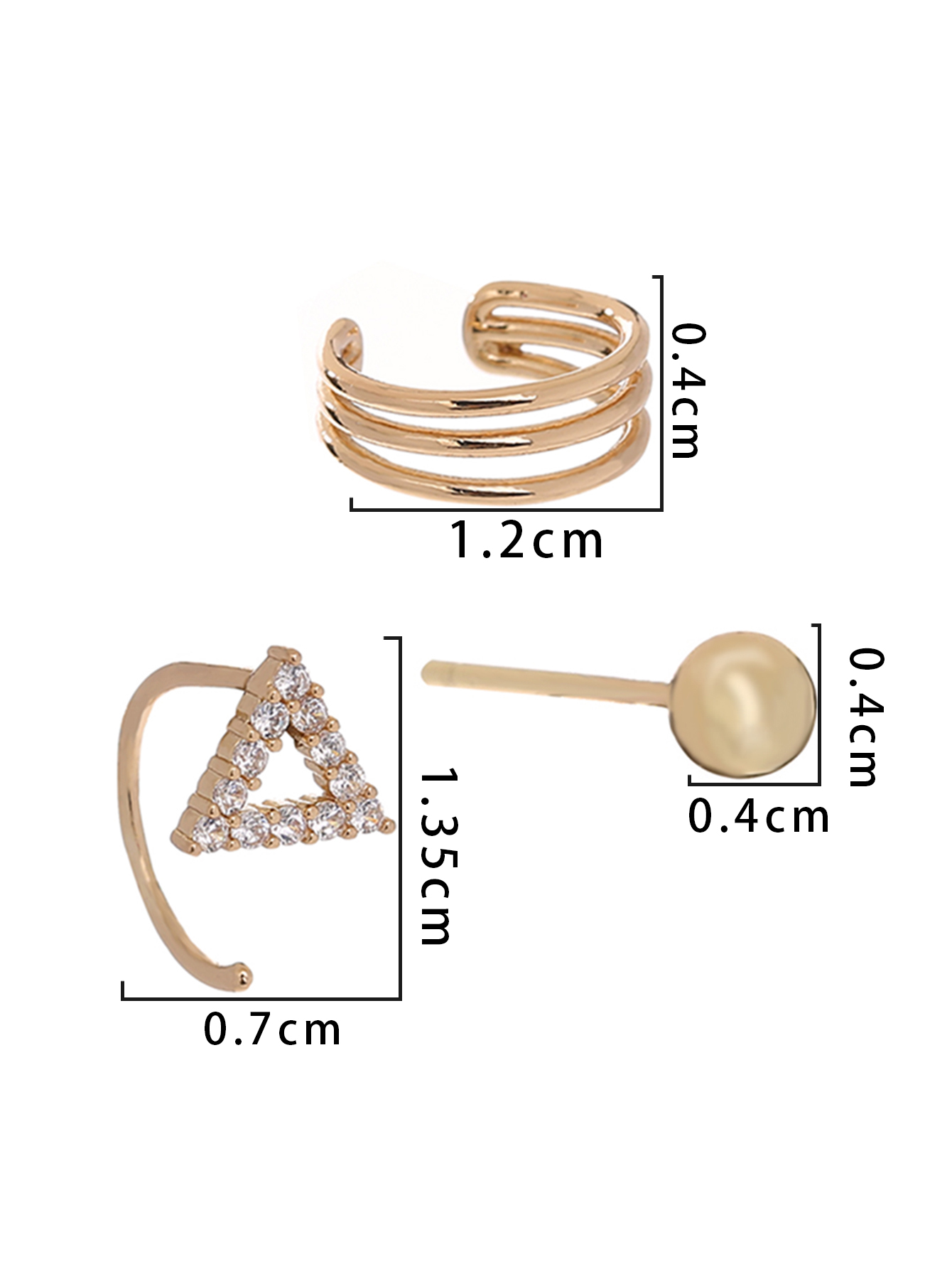3 Pieces Simple Style Solid Color Copper Ear Cuffs display picture 15