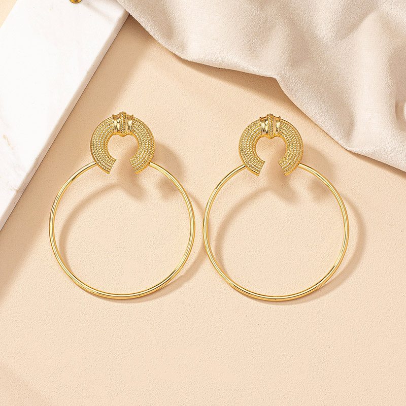 1 Paar Einfacher Stil Kreis Überzug Legierung Vergoldet Reif Ohrringe display picture 5