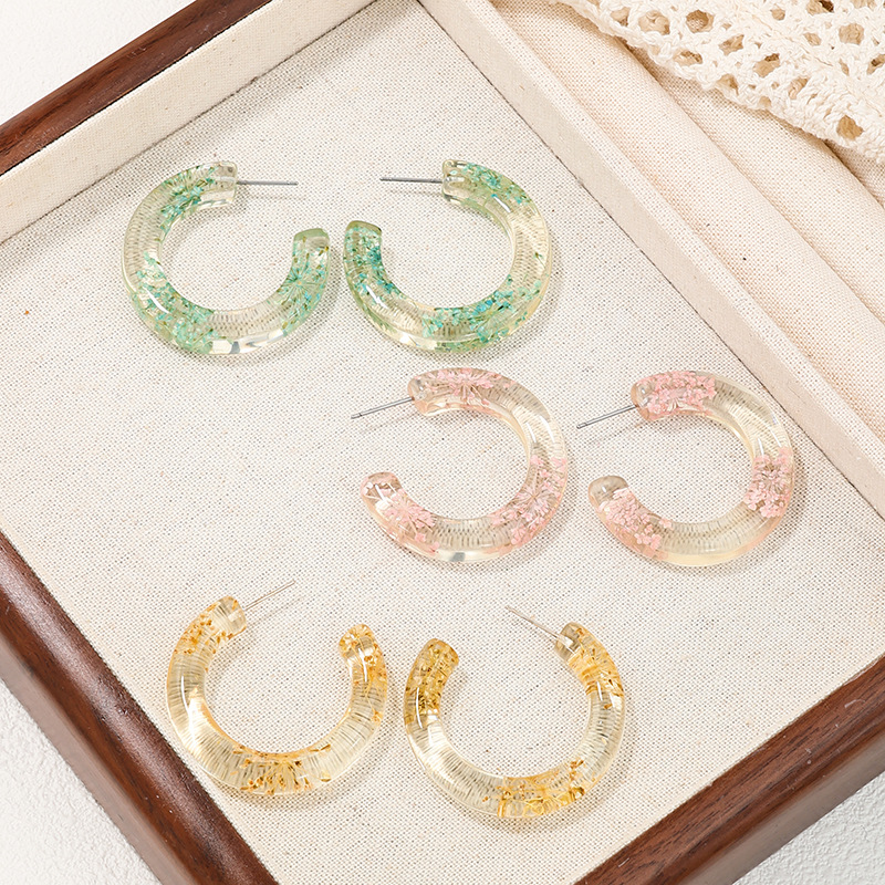 1 Pair Sweet Simple Style Ditsy Floral Transparent Arylic Ear Studs display picture 1