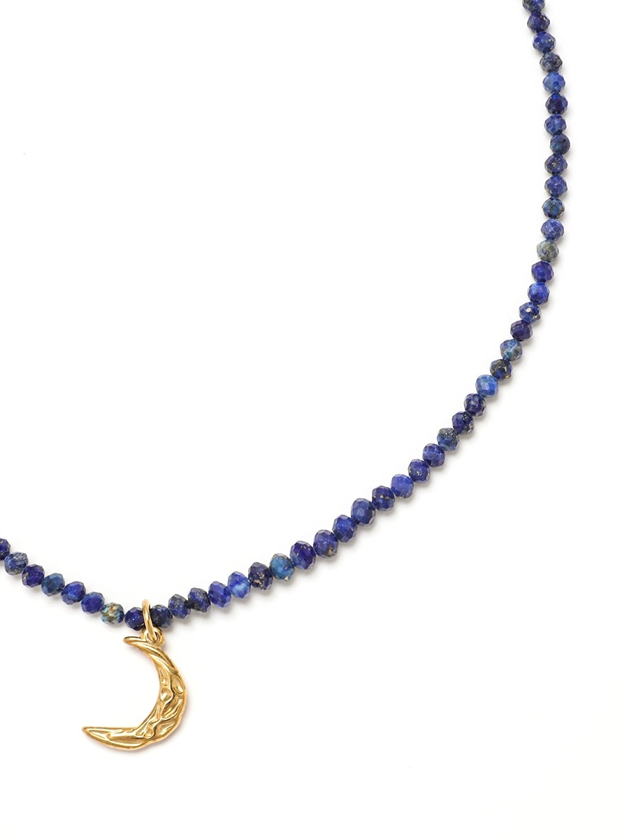 Lady Moon Stainless Steel Ore Lapis Lazuli Beaded Handmade Pendant Necklace display picture 2
