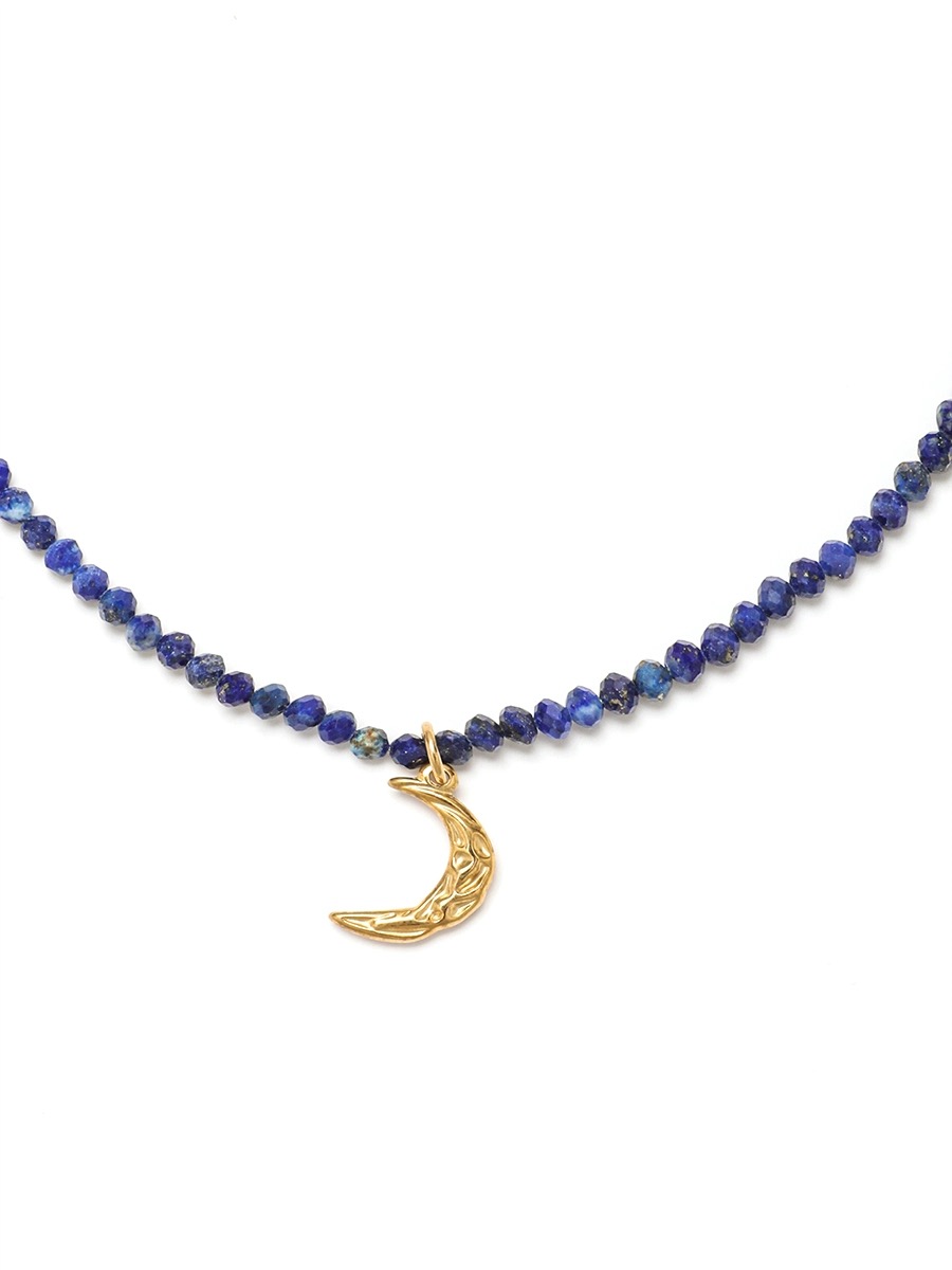 Lady Moon Stainless Steel Ore Lapis Lazuli Beaded Handmade Pendant Necklace display picture 5