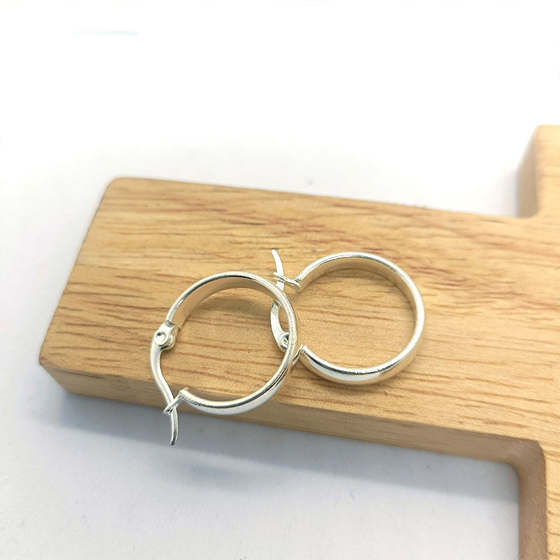 1 Pair Simple Style Commute Solid Color Plating Stainless Steel Silver Plated Earrings display picture 5