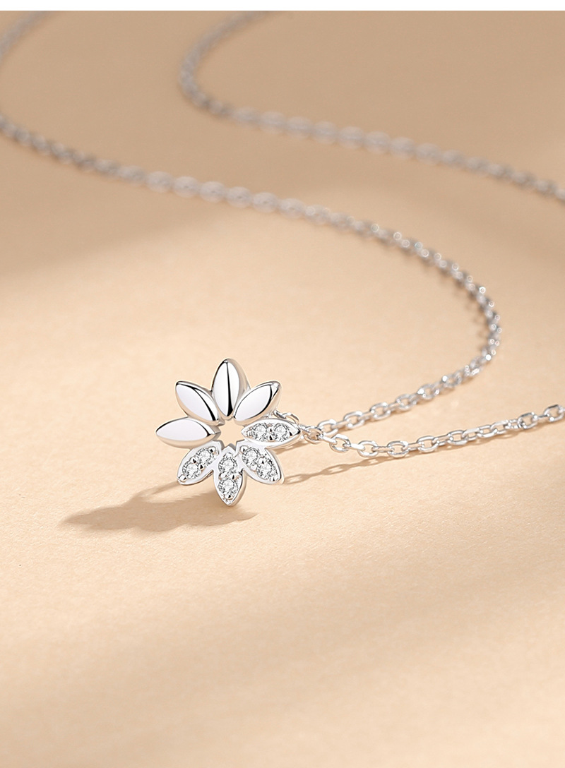 Elegant Simple Style Flower Sterling Silver Plating Inlay Zircon Pendant Necklace display picture 2