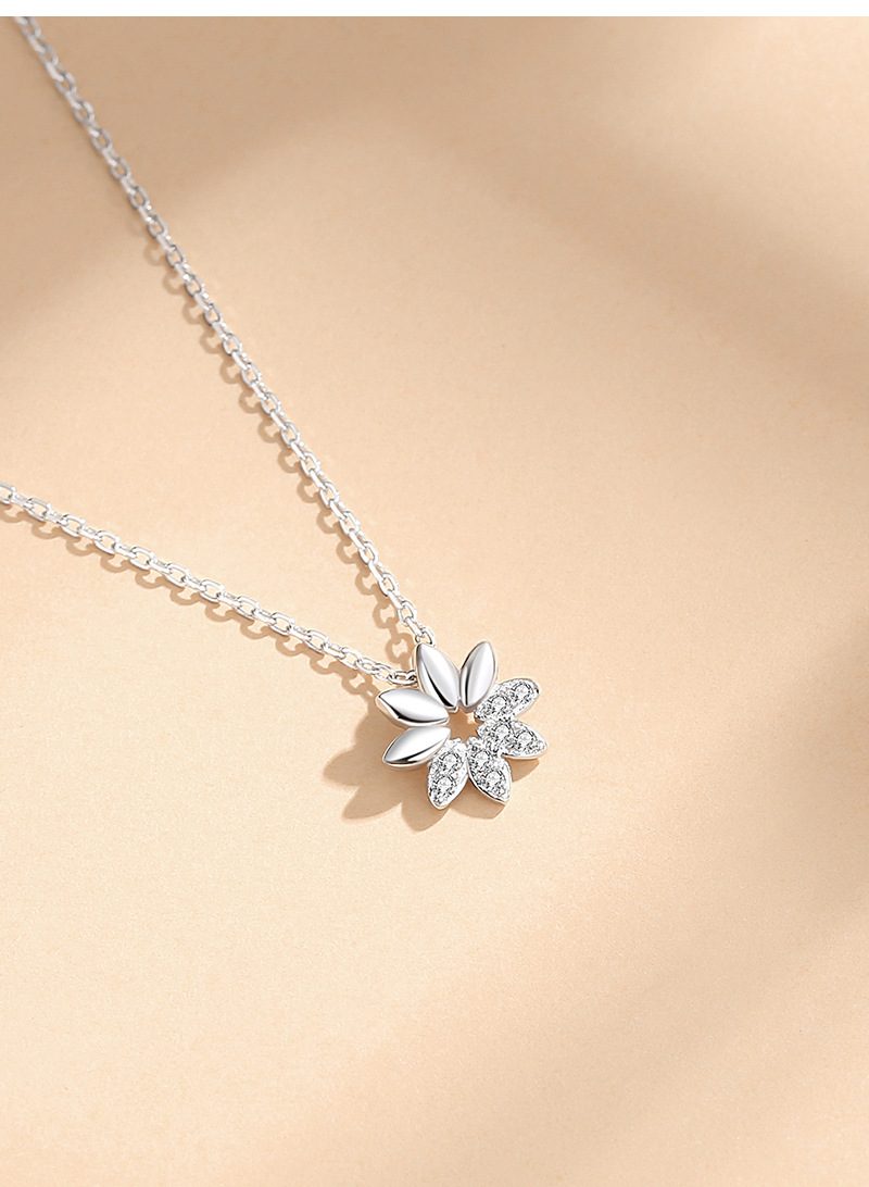 Elegant Einfacher Stil Blume Sterling Silber Überzug Inlay Zirkon Halskette Mit Anhänger display picture 3