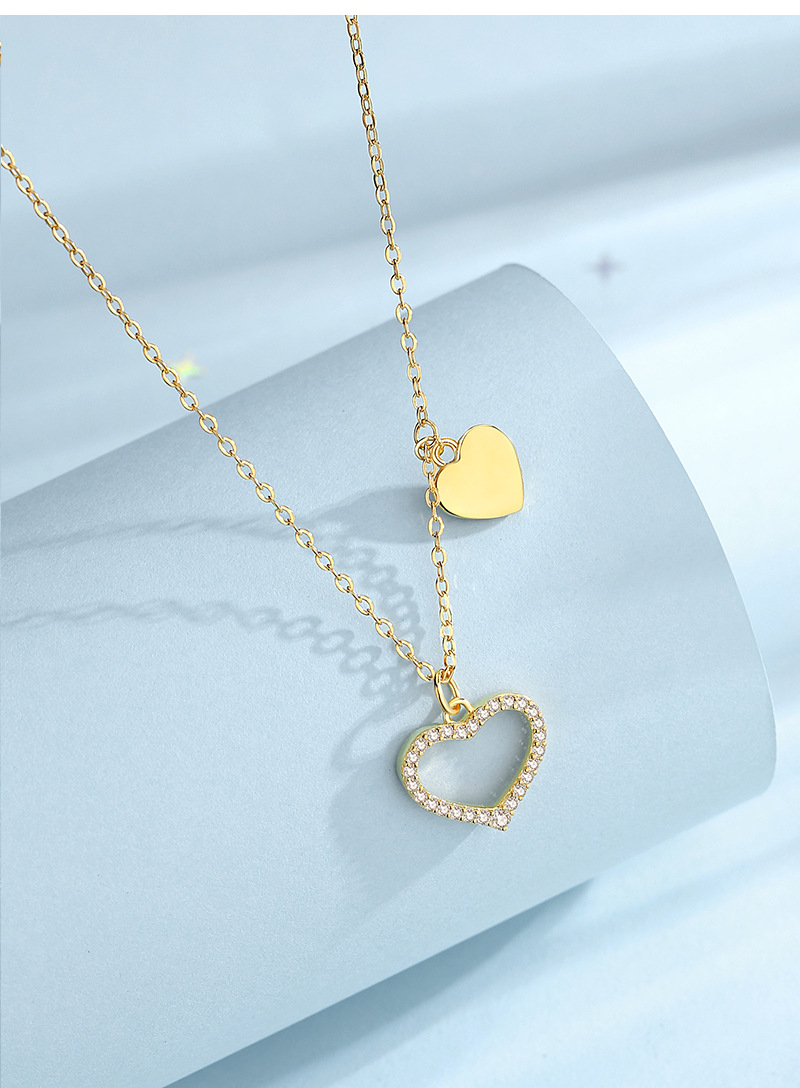 Elegant Simple Style Heart Shape Sterling Silver Plating Inlay Zircon Pendant Necklace display picture 2
