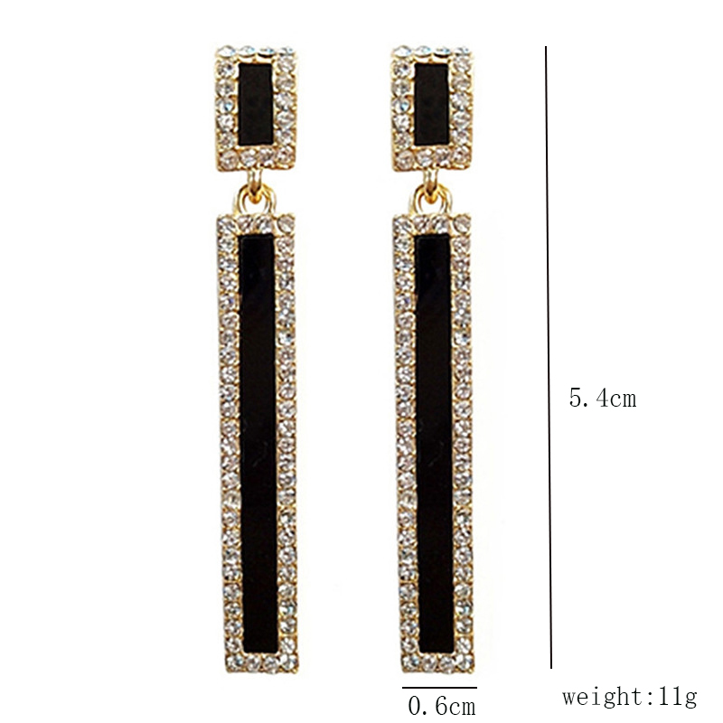 1 Pair Simple Style Color Block Plating Inlay Alloy Artificial Crystal Rhinestones 18k Gold Plated Drop Earrings display picture 1