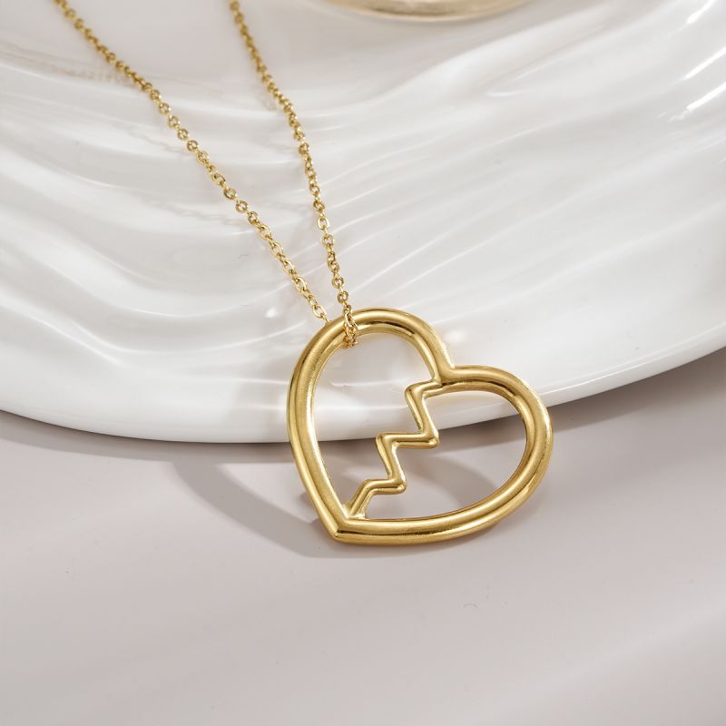 Stainless Steel 18K Gold Plated Modern Style Simple Style Polishing Plating Heart Shape Necklace display picture 1