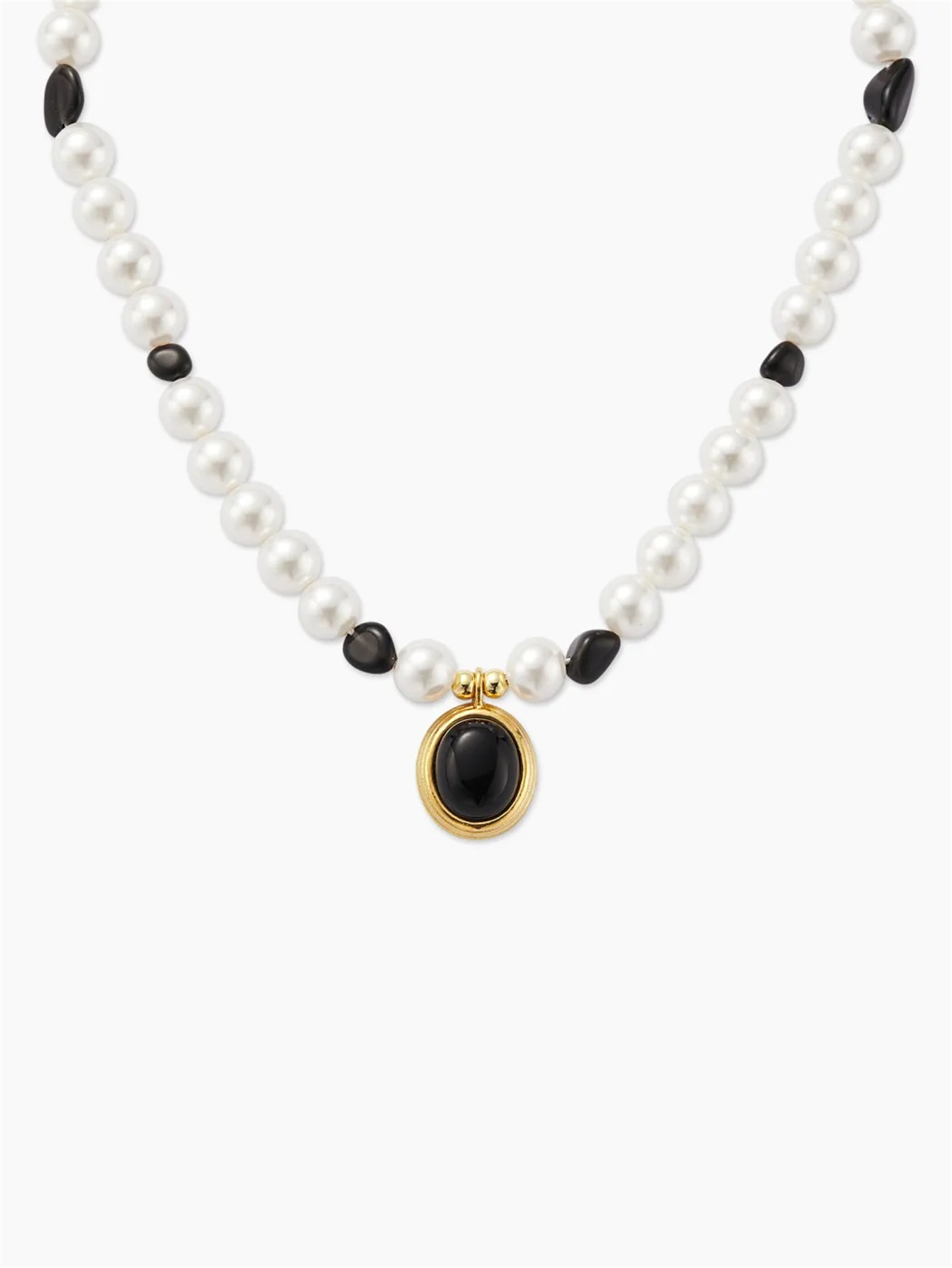 Simple Style Round Stainless Steel Shell Pearls Beaded Plating Artificial Pearls Obsidian 18K Gold Plated Women's Pendant Necklace display picture 2