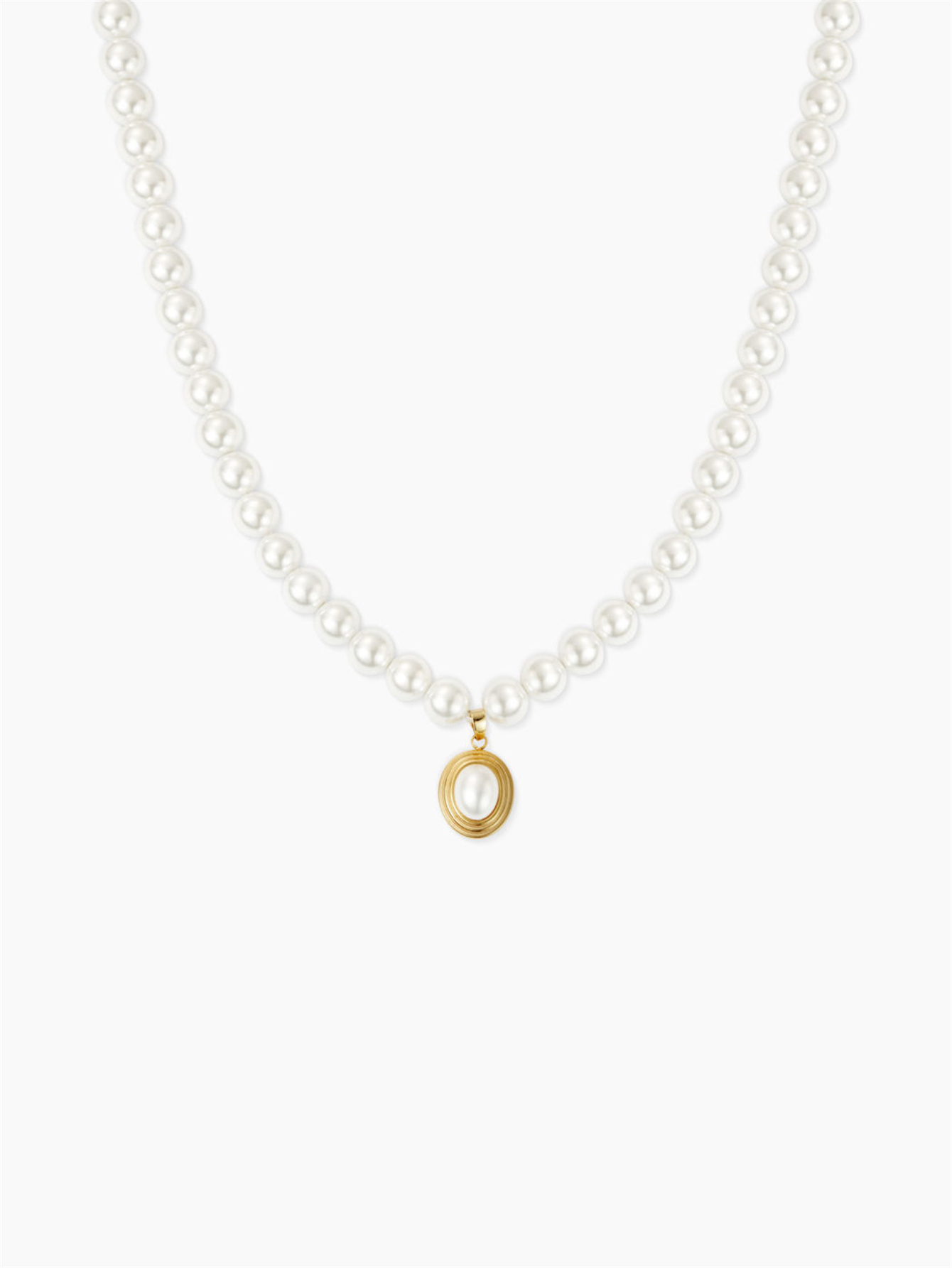 Style Simple Rond Acier Inoxydable Shell Perles Perlé Placage Perles Artificielles Obsidienne Plaqué Or 18K Femmes Pendentif display picture 6