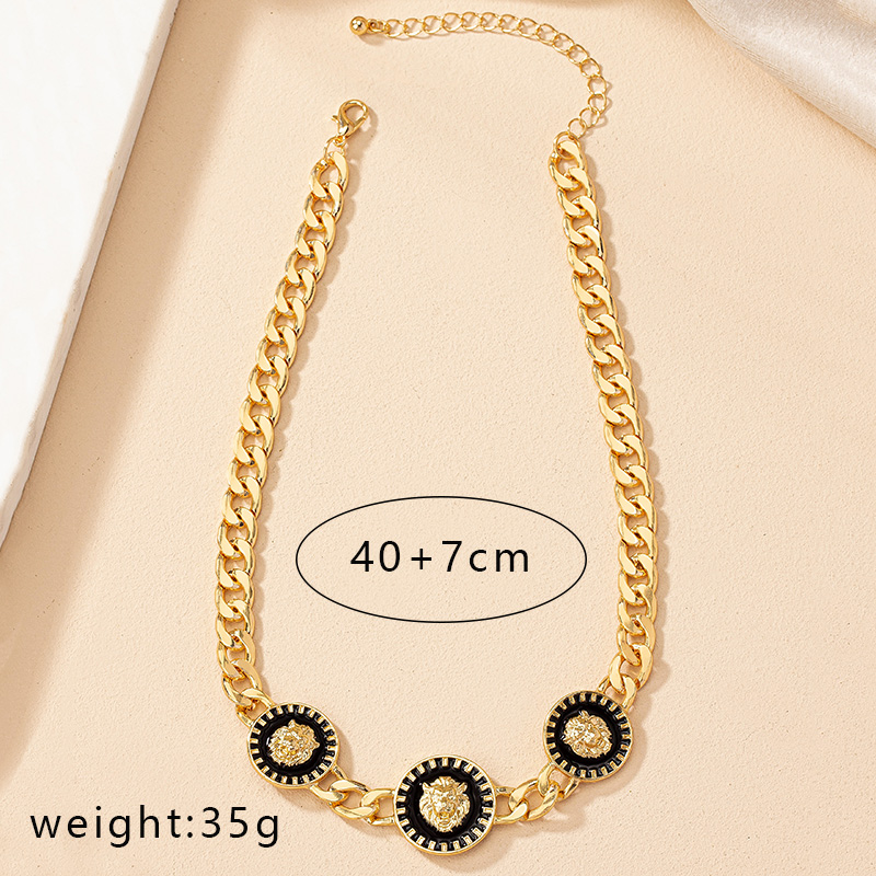 Classical Retro Heart Shape Lion Gold Plated Alloy Wholesale Choker display picture 6