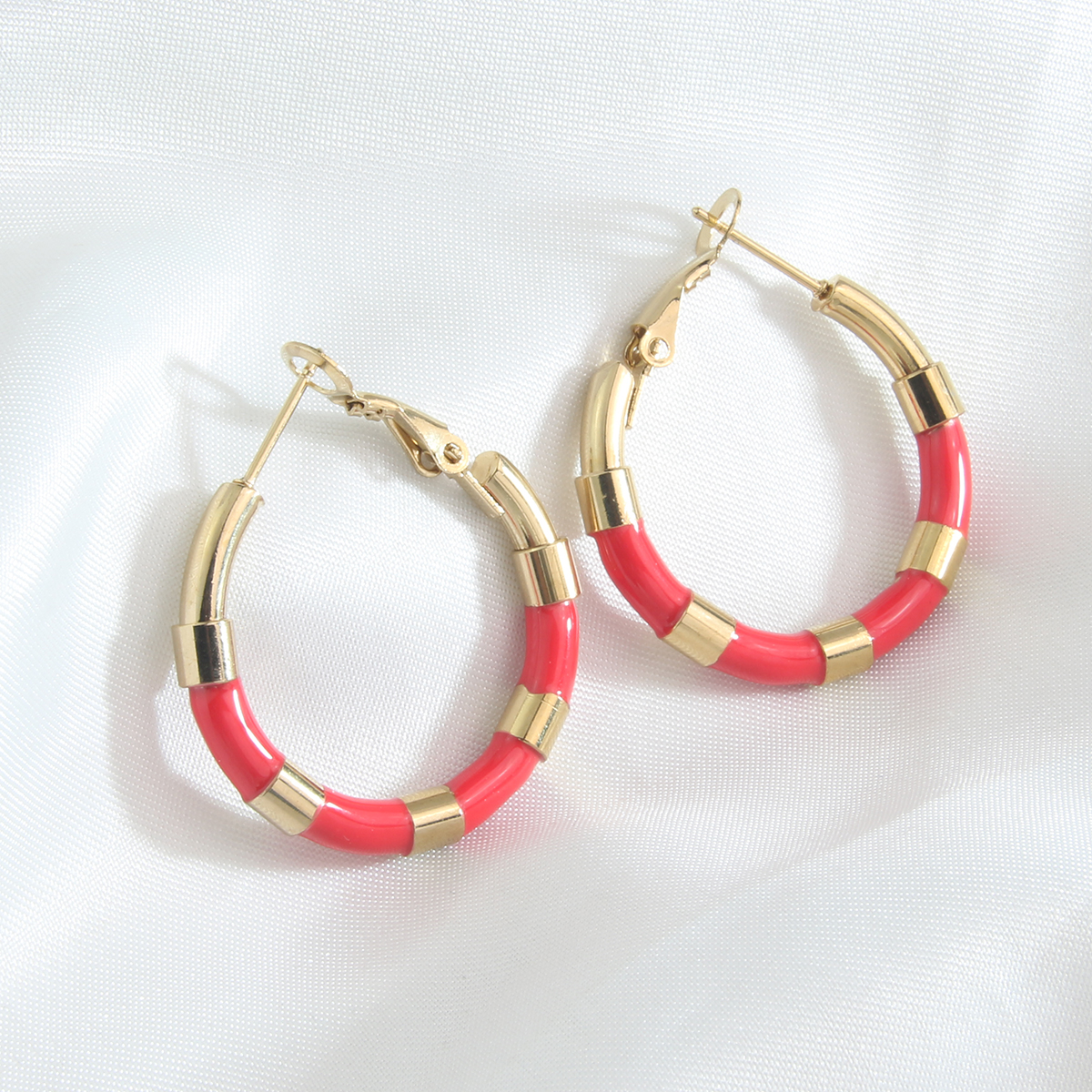 1 Pair Vacation Beach Geometric Enamel Plating 304 Stainless Steel 18K Gold Plated Earrings display picture 5