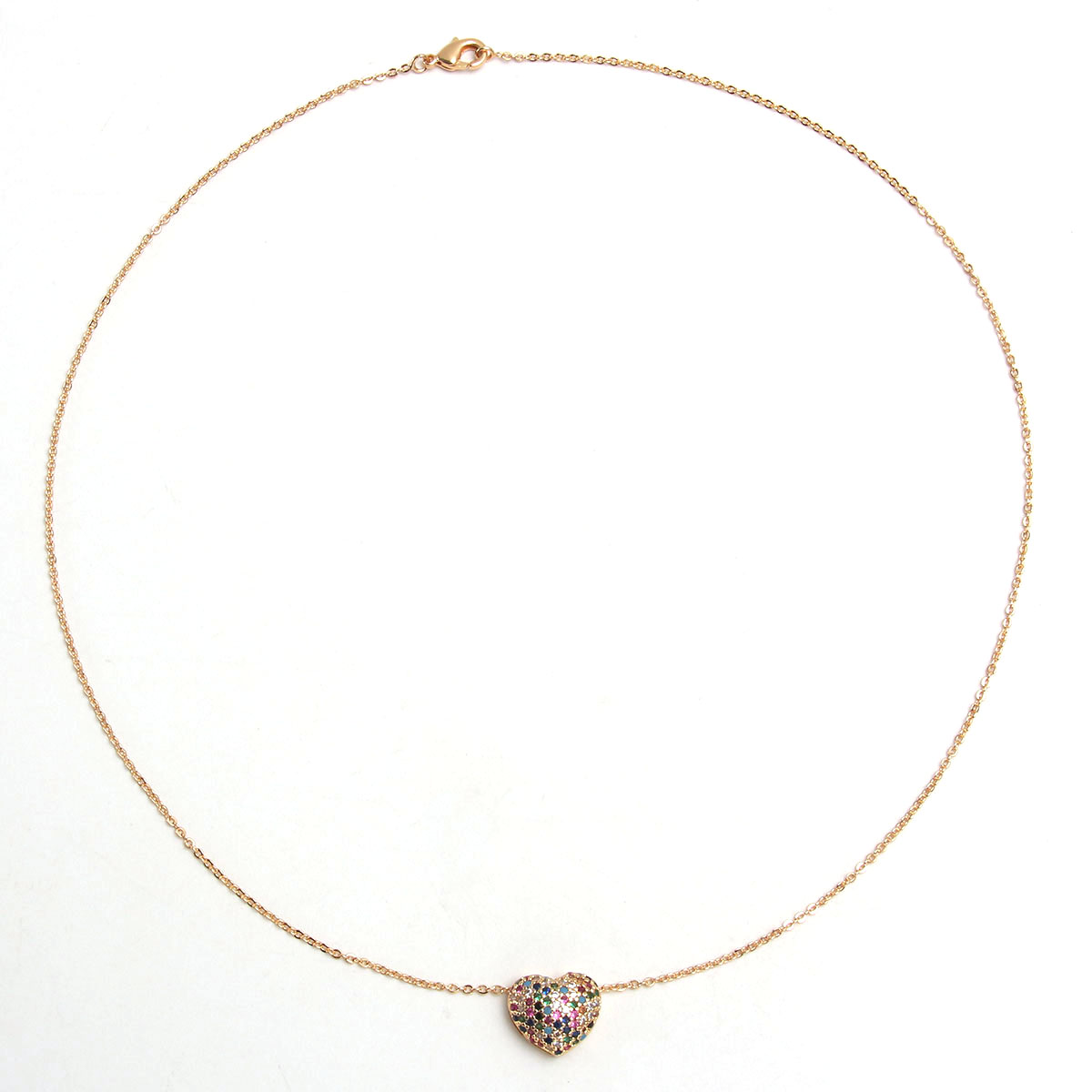 Elegant Einfacher Stil Herzform Kupfer Überzug Inlay Zirkon Vergoldet Halskette Mit Anhänger display picture 1