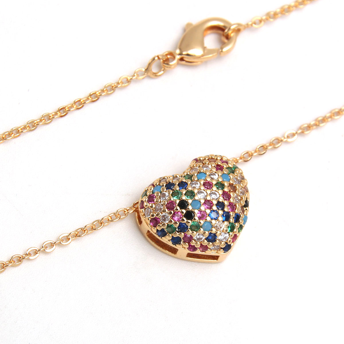 Elegant Simple Style Heart Shape Copper Plating Inlay Zircon Gold Plated Pendant Necklace display picture 3