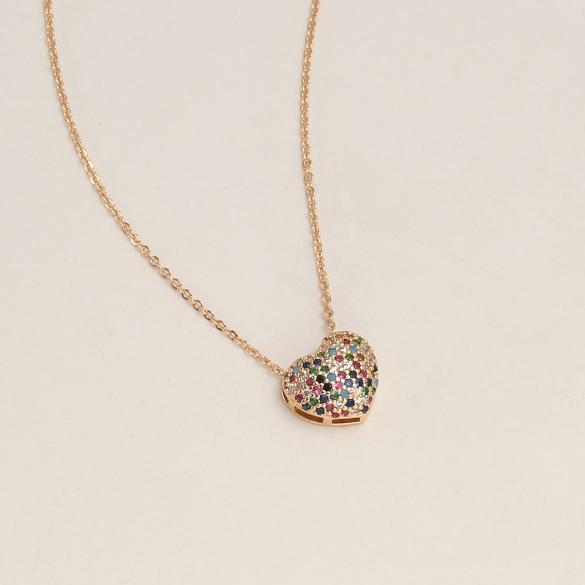 Elegant Simple Style Heart Shape Copper Plating Inlay Zircon Gold Plated Pendant Necklace display picture 2