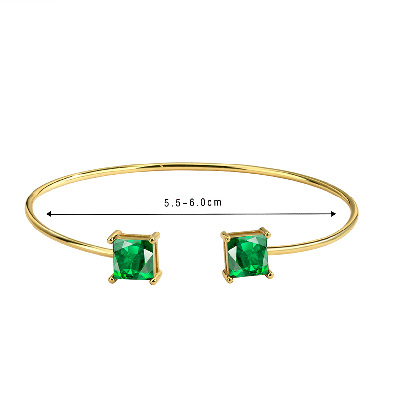 Simple Style Solid Color Copper Plating Inlay Gem Glass Bead Zircon 18k Gold Plated Bangle display picture 1