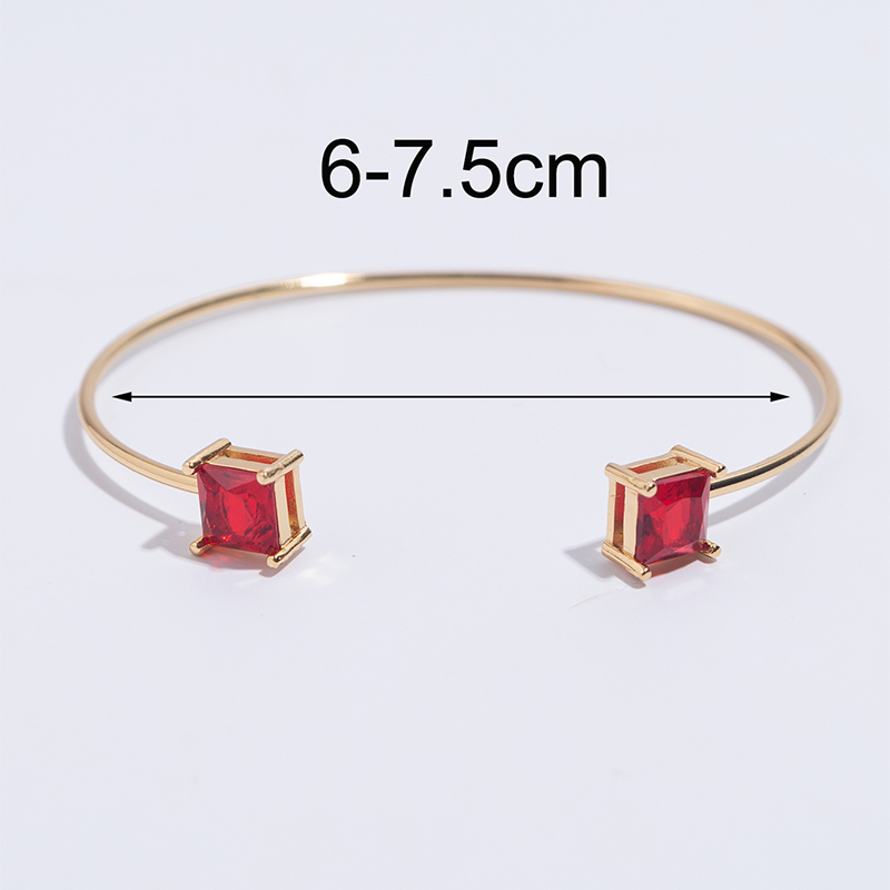 Simple Style Solid Color Copper Plating Inlay Gem Glass Bead Zircon 18k Gold Plated Bangle display picture 3