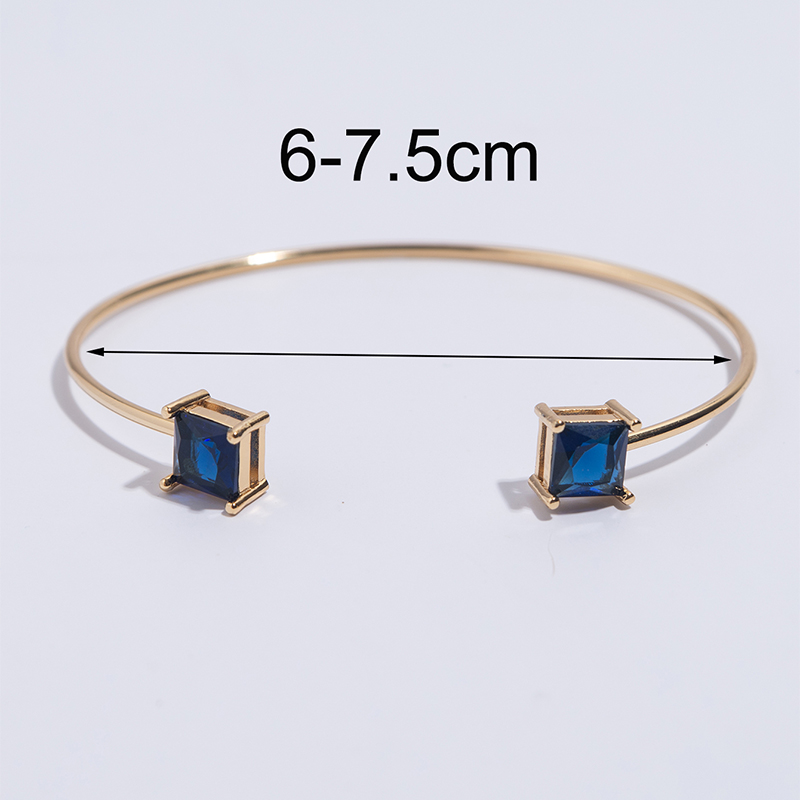 Simple Style Solid Color Copper Plating Inlay Gem Glass Bead Zircon 18k Gold Plated Bangle display picture 6