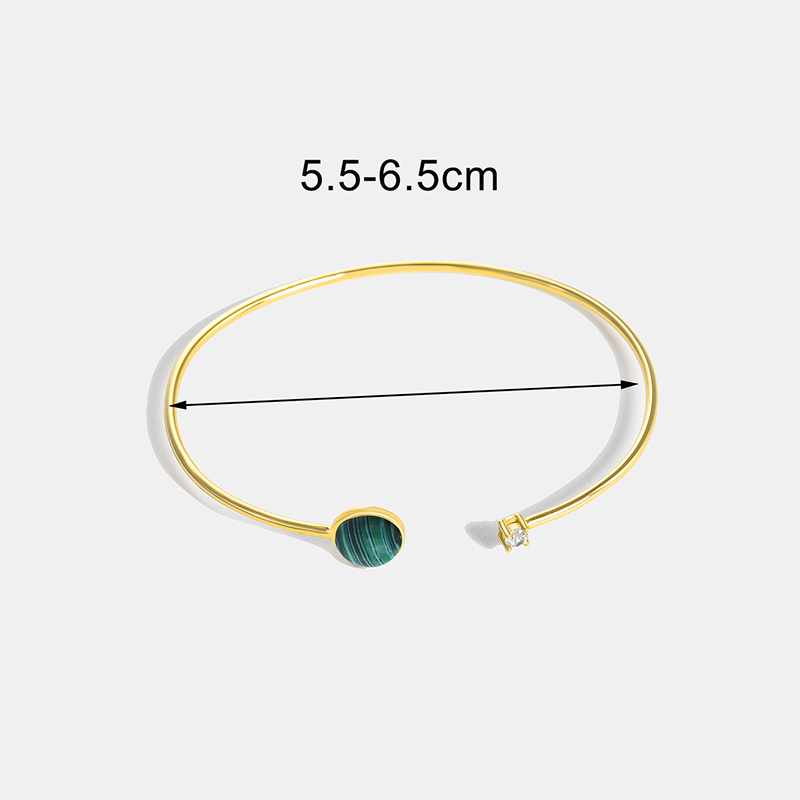 Simple Style Solid Color Copper Plating Inlay Gem Glass Bead Zircon 18k Gold Plated Bangle display picture 9