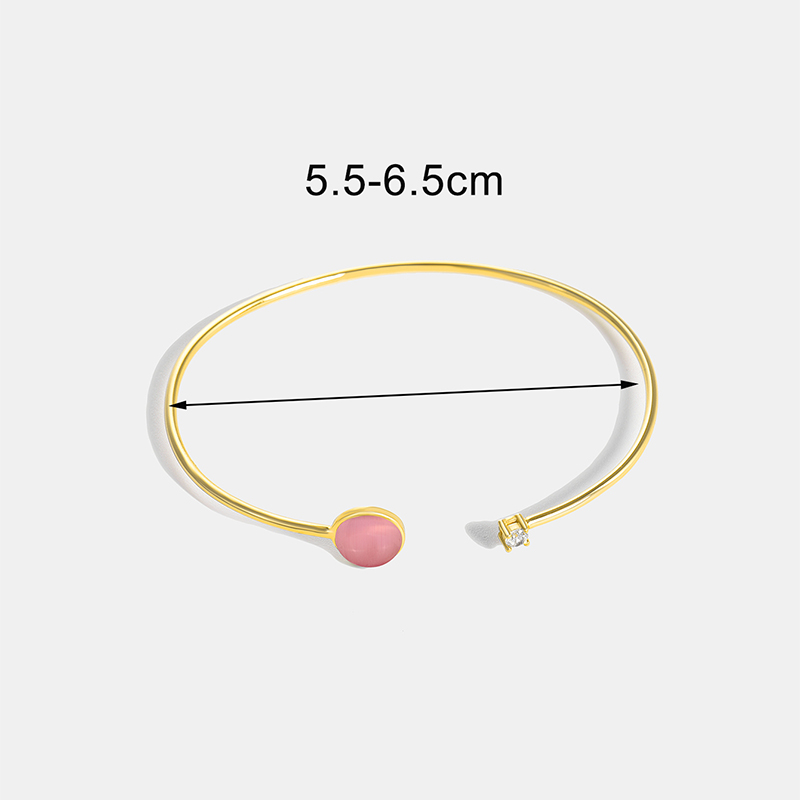 Simple Style Solid Color Copper Plating Inlay Gem Glass Bead Zircon 18k Gold Plated Bangle display picture 10