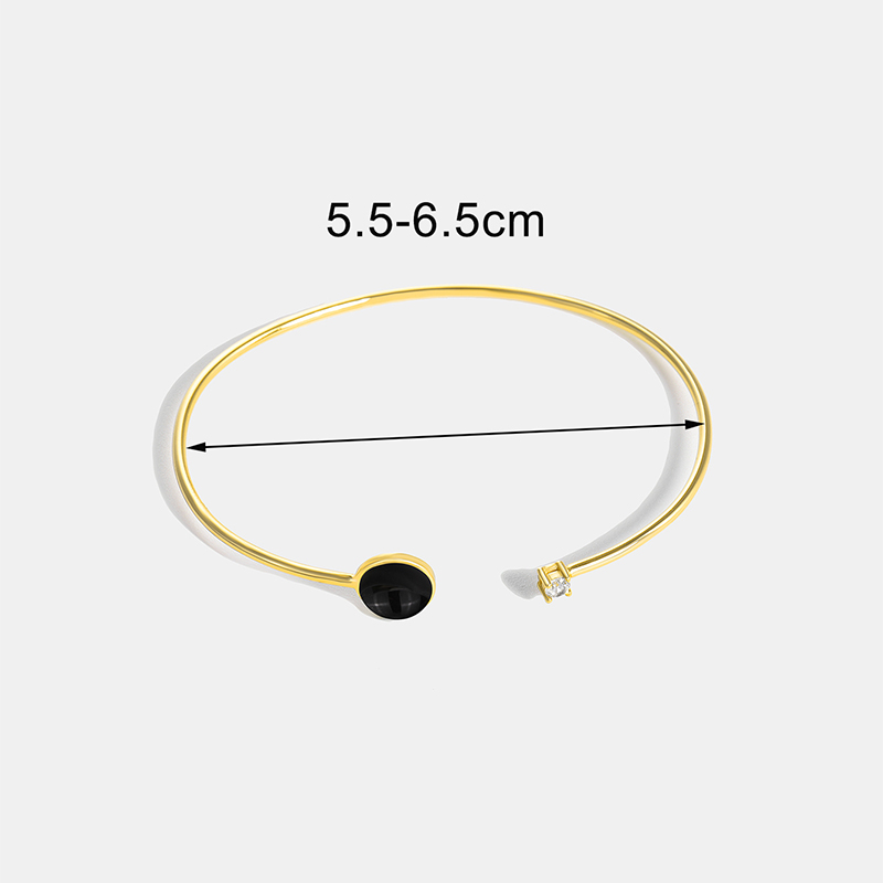 Simple Style Solid Color Copper Plating Inlay Gem Glass Bead Zircon 18k Gold Plated Bangle display picture 11