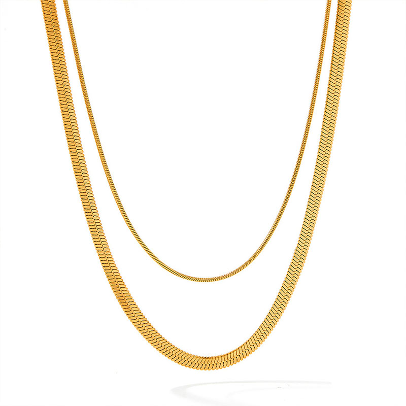 Einfacher Stil Einfarbig Rostfreier Stahl Überzug 18 Karat Vergoldet Geschichtete Halskette display picture 6